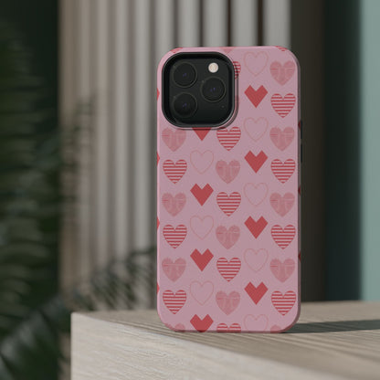 Striped Hearts MagSafe iPhone Case - BOGO Cases
