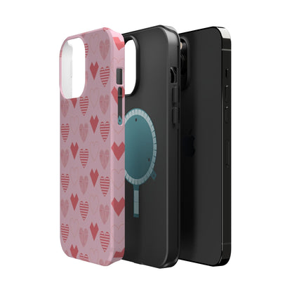 Striped Hearts MagSafe iPhone Case - BOGO Cases