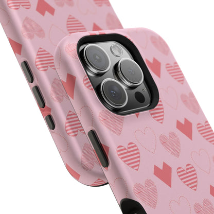 Striped Hearts MagSafe iPhone Case - BOGO Cases