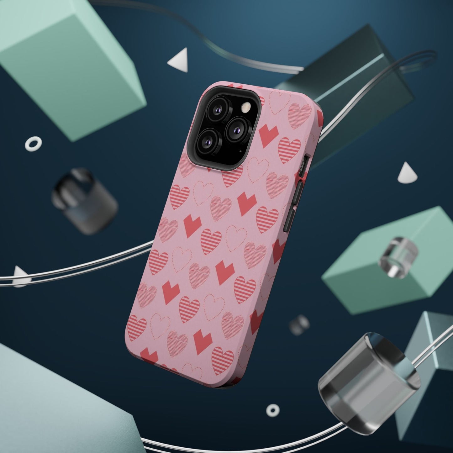 Striped Hearts MagSafe iPhone Case - BOGO Cases