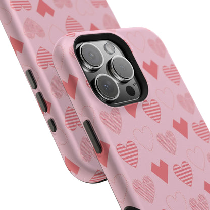 Striped Hearts MagSafe iPhone Case - BOGO Cases