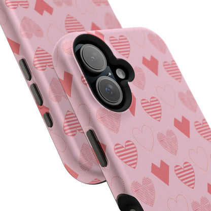Striped Hearts MagSafe iPhone Case - BOGO Cases
