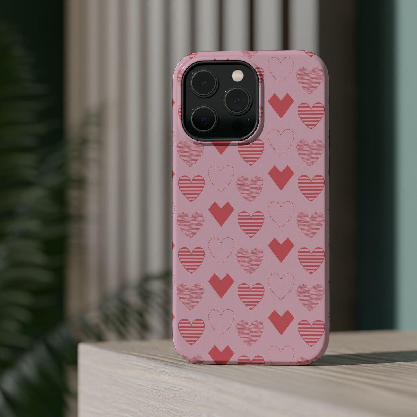 Striped Hearts MagSafe iPhone Case - BOGO Cases
