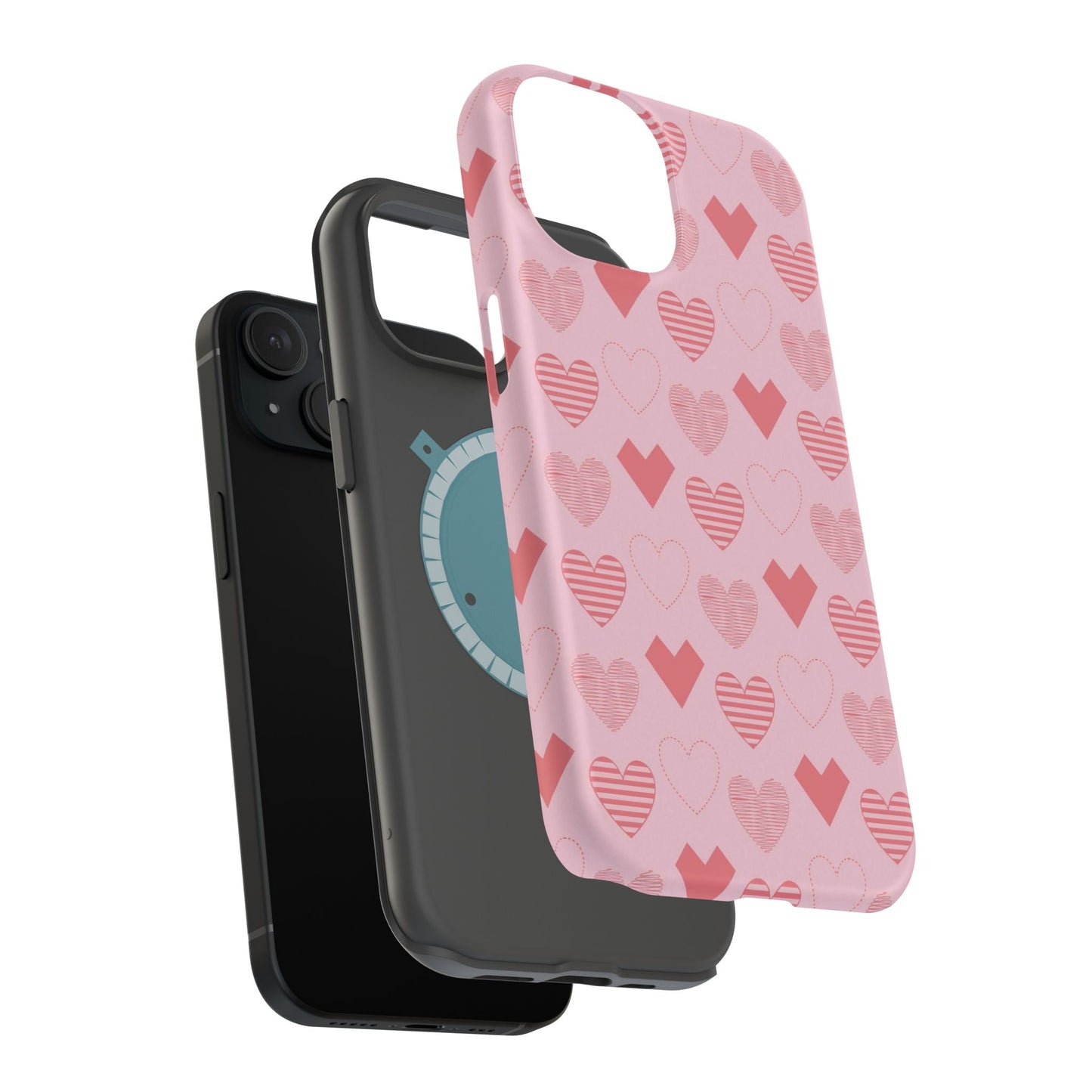 Striped Hearts MagSafe iPhone Case - BOGO Cases