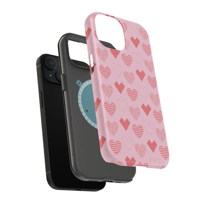 Striped Hearts MagSafe iPhone Case - BOGO Cases