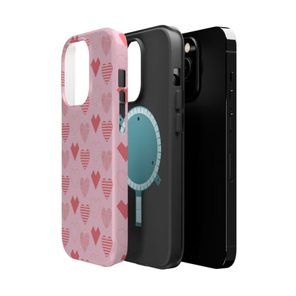 Striped Hearts MagSafe iPhone Case - BOGO Cases