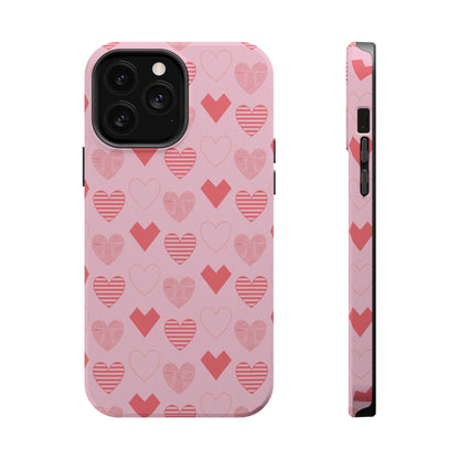 Striped Hearts MagSafe iPhone Case - BOGO Cases