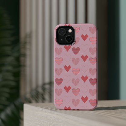 Striped Hearts MagSafe iPhone Case - BOGO Cases