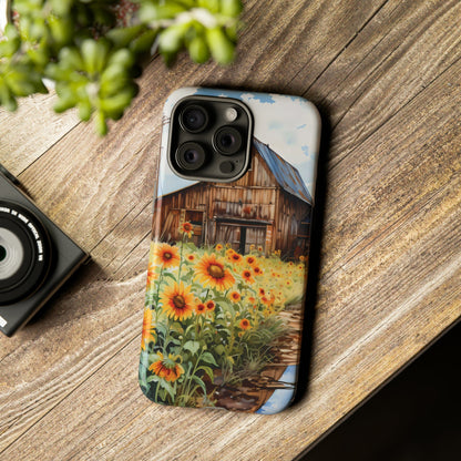 Sunflower iPhone 15 Case: Rustic, Barnyard, Cute Cover, Floral Phone Case, Farm Style, Western Themed. For Her/Him! Fits Pro, Plus, Max. - BOGO Cases