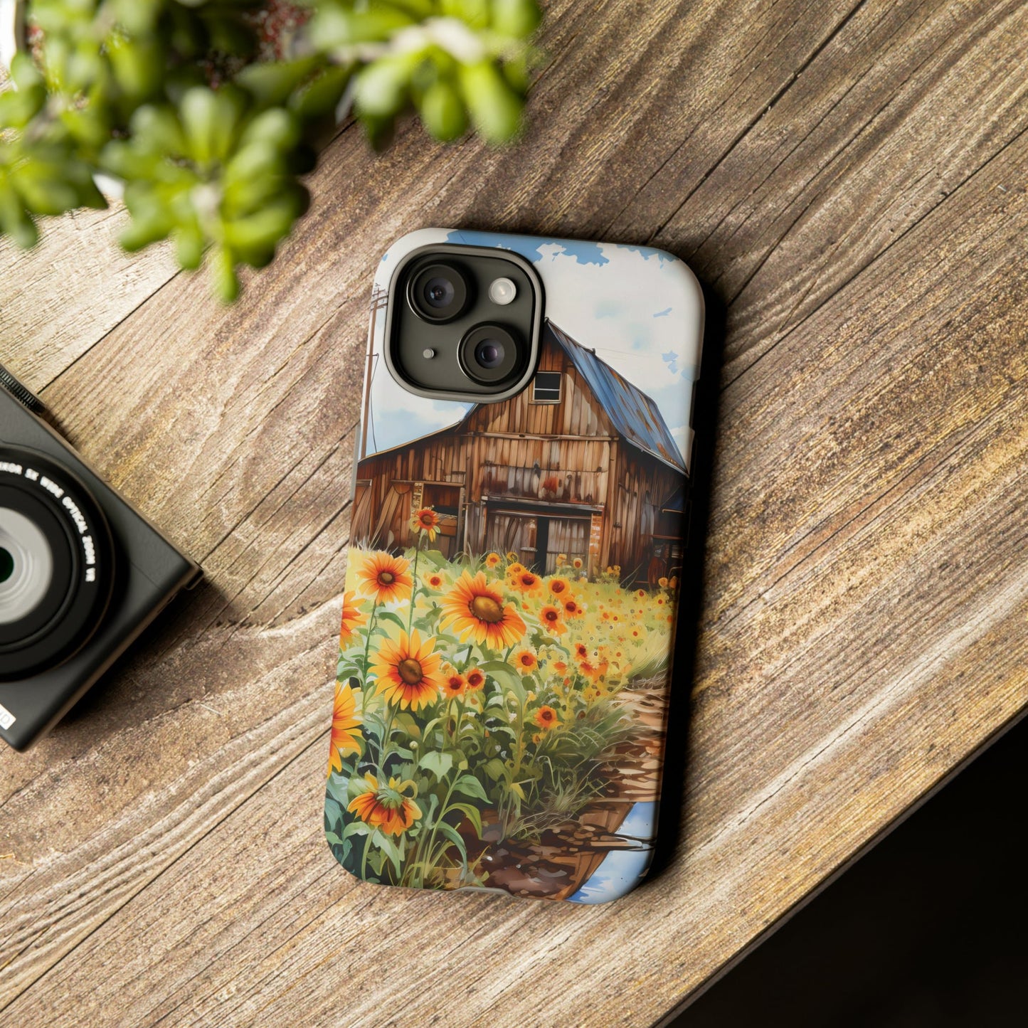 Sunflower iPhone 15 Case: Rustic, Barnyard, Cute Cover, Floral Phone Case, Farm Style, Western Themed. For Her/Him! Fits Pro, Plus, Max. - BOGO Cases
