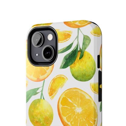 Sunny Citrus Grove Tough iPhone Case – Watercolor Orange Design, Dual - Layer Protection - BOGO Cases