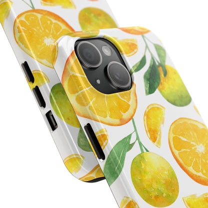 Sunny Citrus Grove Tough iPhone Case – Watercolor Orange Design, Dual - Layer Protection - BOGO Cases