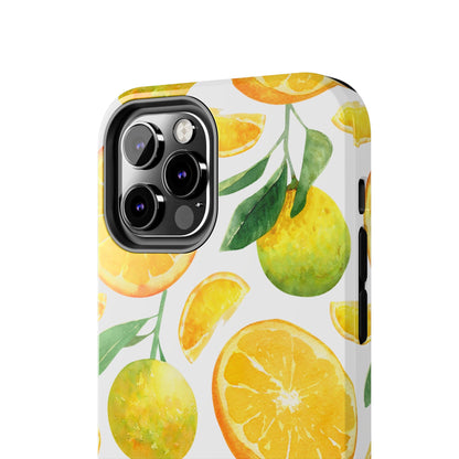 Sunny Citrus Grove Tough iPhone Case – Watercolor Orange Design, Dual - Layer Protection - BOGO Cases