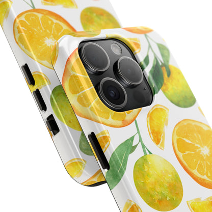 Sunny Citrus Grove Tough iPhone Case – Watercolor Orange Design, Dual - Layer Protection - BOGO Cases