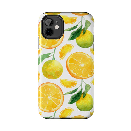 Sunny Citrus Grove Tough iPhone Case – Watercolor Orange Design, Dual - Layer Protection - BOGO Cases