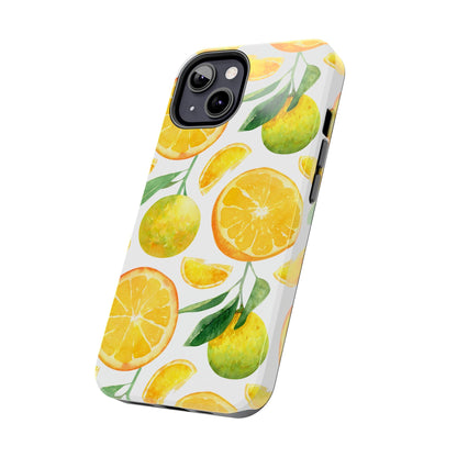 Sunny Citrus Grove Tough iPhone Case – Watercolor Orange Design, Dual - Layer Protection - BOGO Cases