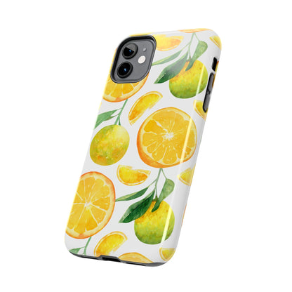 Sunny Citrus Grove Tough iPhone Case – Watercolor Orange Design, Dual - Layer Protection - BOGO Cases