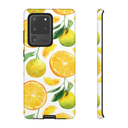 Sunny Citrus Grove Tough Samsung Galaxy Case – Watercolor Orange Design, Dual - Layer Protection - BOGO Cases