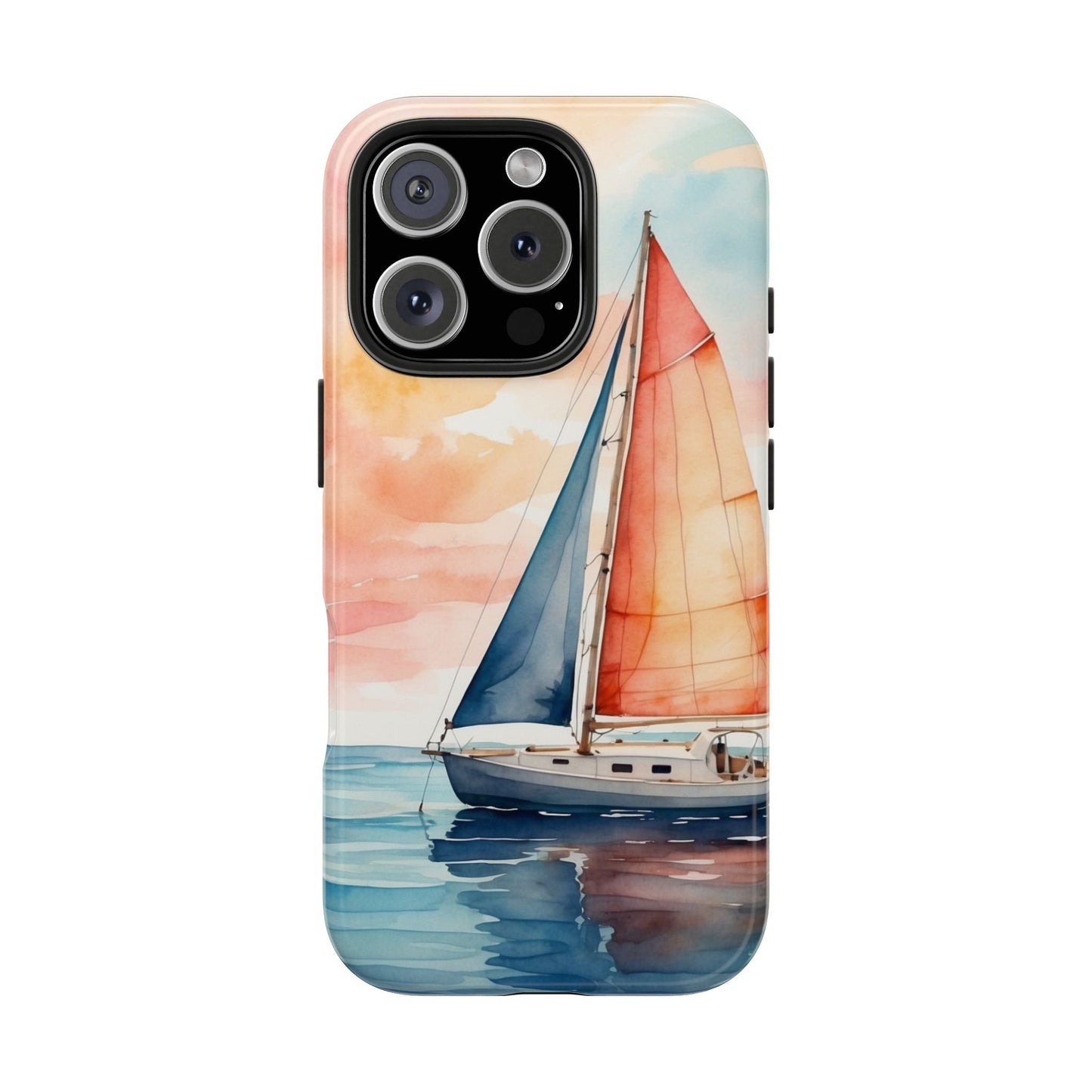 Sunset Sail iPhone Case – Watercolor Sailboat and Sky Design - BOGO Cases