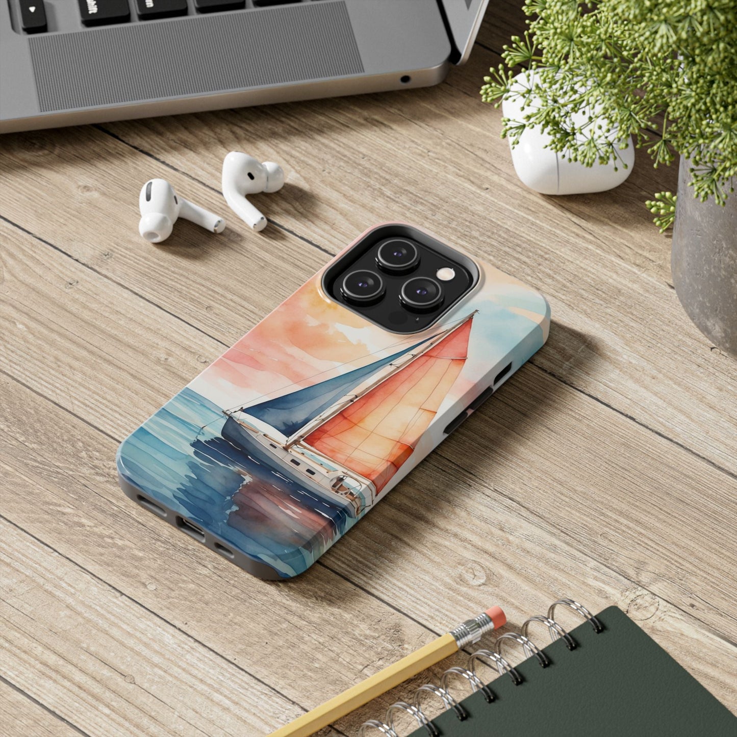 Sunset Sail iPhone Case – Watercolor Sailboat and Sky Design - BOGO Cases