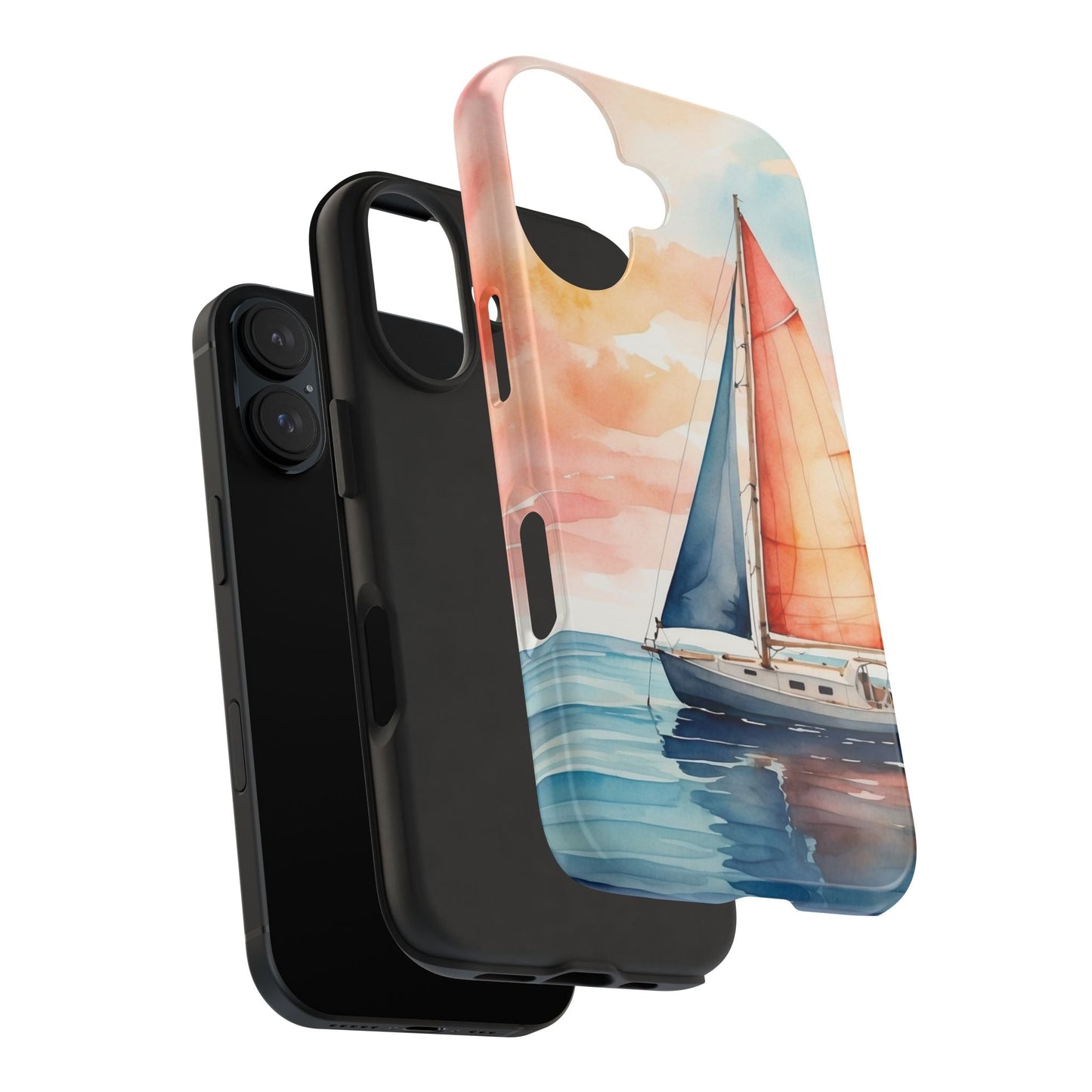 Sunset Sail iPhone Case – Watercolor Sailboat and Sky Design - BOGO Cases