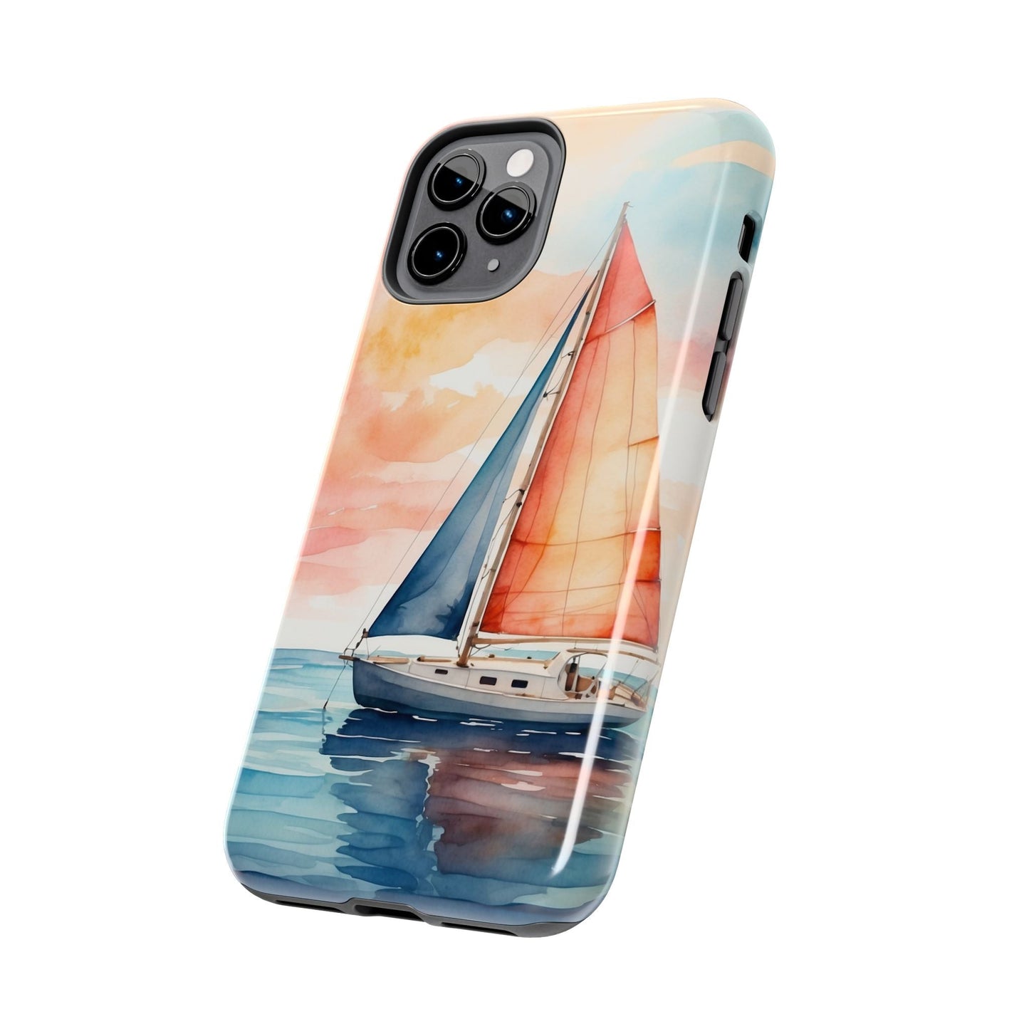 Sunset Sail iPhone Case – Watercolor Sailboat and Sky Design - BOGO Cases