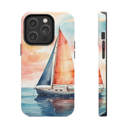 Sunset Sail iPhone Case – Watercolor Sailboat and Sky Design - BOGO Cases