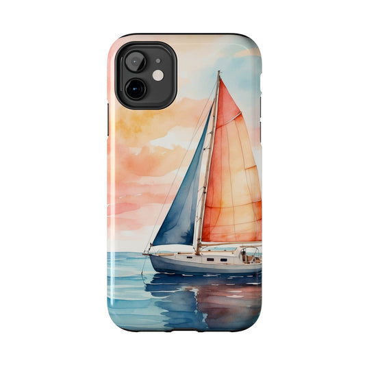 Sunset Sail iPhone Case – Watercolor Sailboat and Sky Design - BOGO Cases