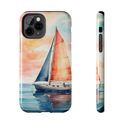 Sunset Sail iPhone Case – Watercolor Sailboat and Sky Design - BOGO Cases