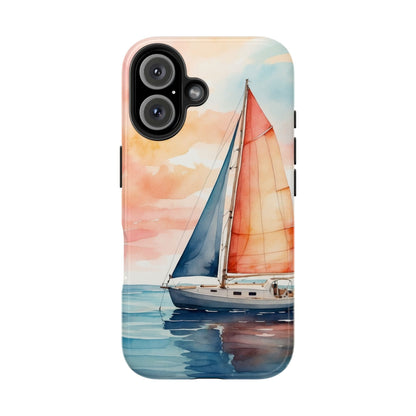 Sunset Sail iPhone Case – Watercolor Sailboat and Sky Design - BOGO Cases