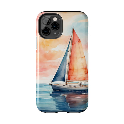 Sunset Sail iPhone Case – Watercolor Sailboat and Sky Design - BOGO Cases