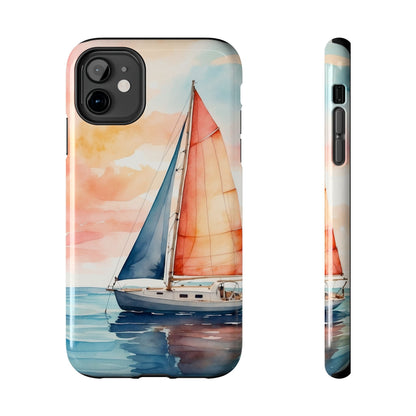 Sunset Sail iPhone Case – Watercolor Sailboat and Sky Design - BOGO Cases