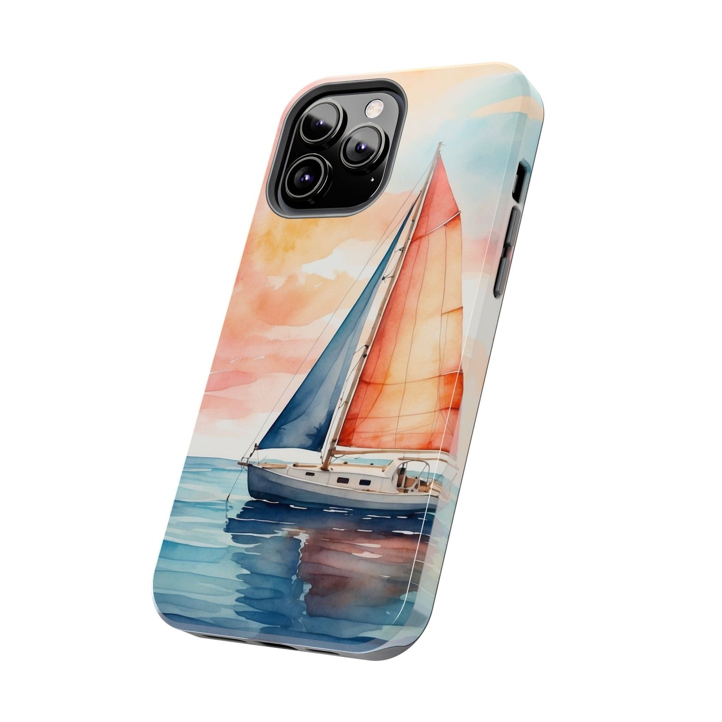 Sunset Sail iPhone Case – Watercolor Sailboat and Sky Design - BOGO Cases