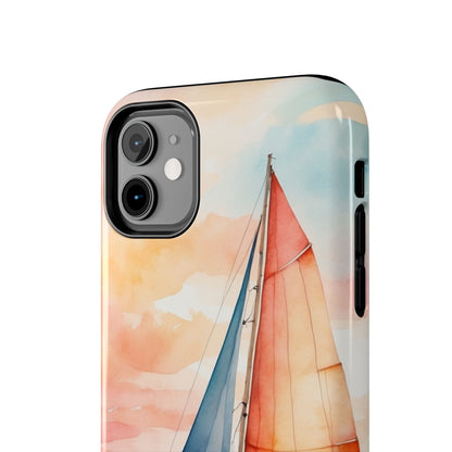 Sunset Sail iPhone Case – Watercolor Sailboat and Sky Design - BOGO Cases