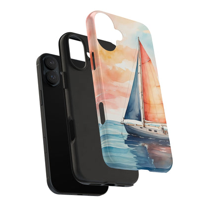 Sunset Sail iPhone Case – Watercolor Sailboat and Sky Design - BOGO Cases