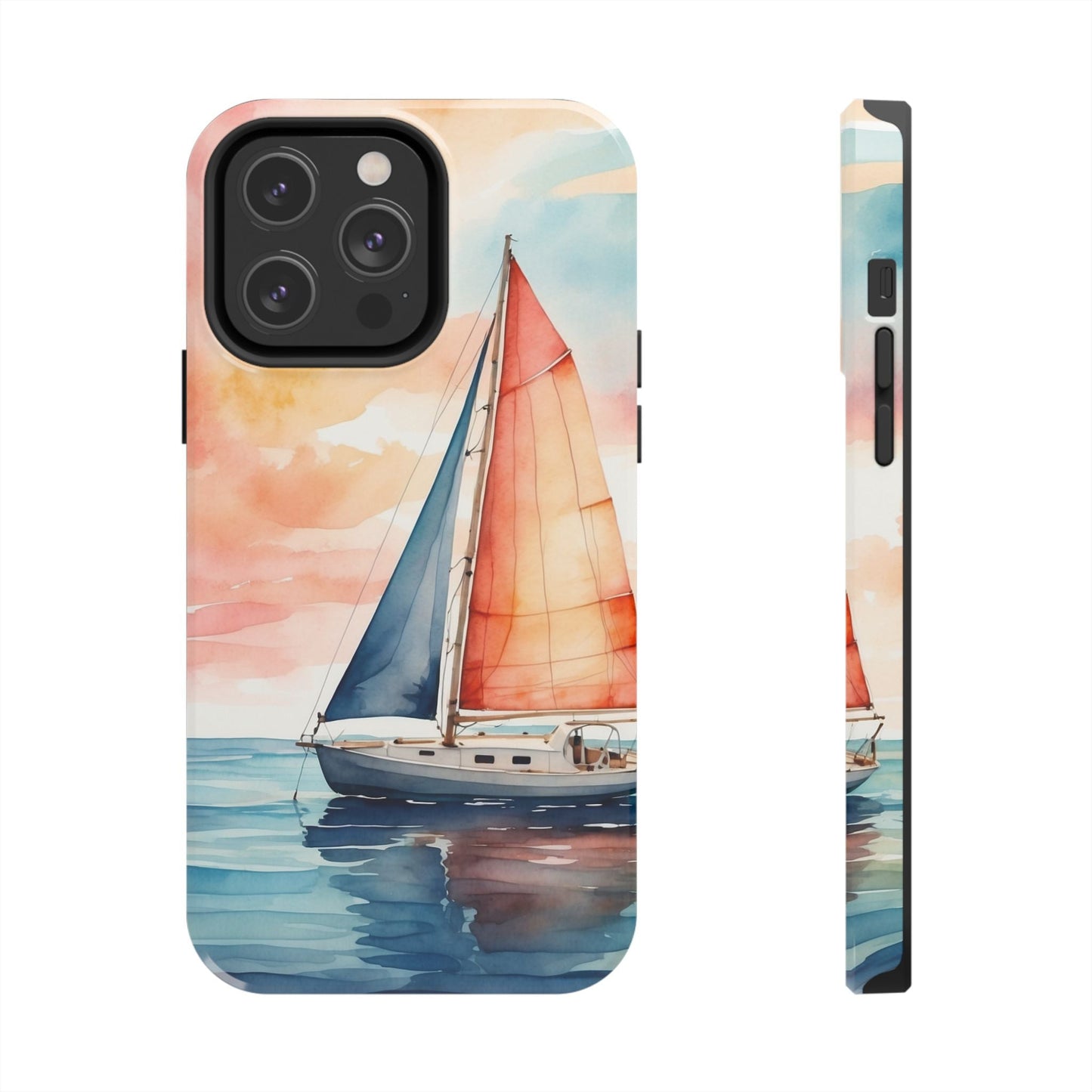 Sunset Sail iPhone Case – Watercolor Sailboat and Sky Design - BOGO Cases