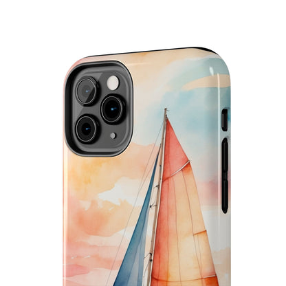 Sunset Sail iPhone Case – Watercolor Sailboat and Sky Design - BOGO Cases