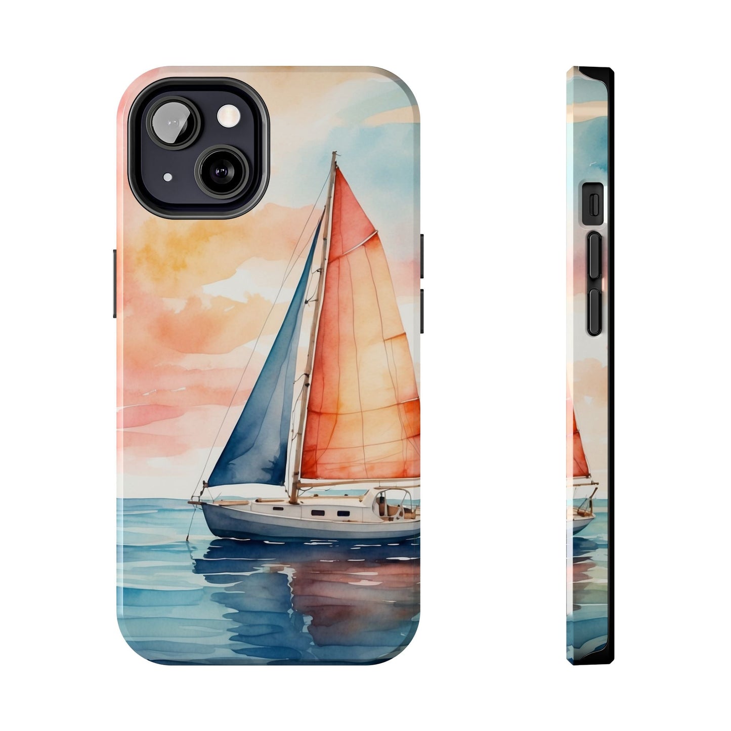 Sunset Sail iPhone Case – Watercolor Sailboat and Sky Design - BOGO Cases