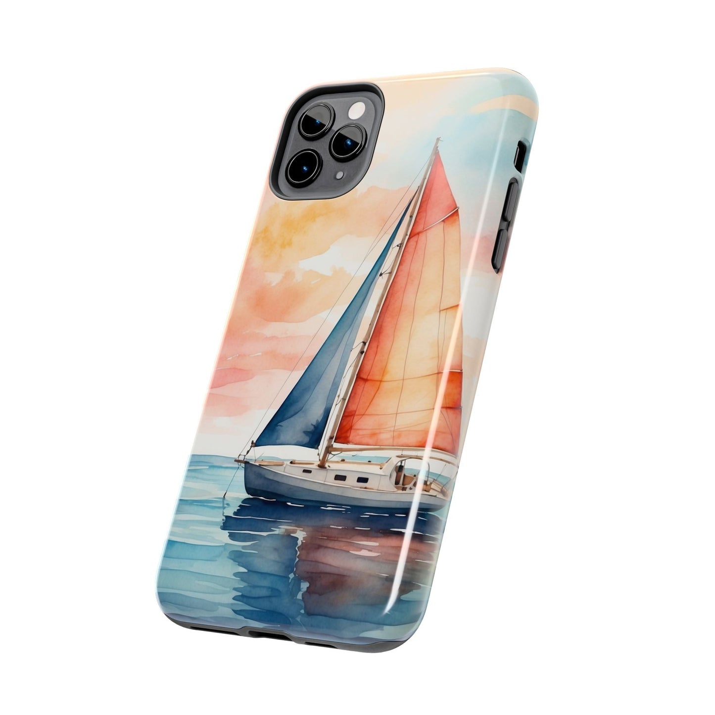 Sunset Sail iPhone Case – Watercolor Sailboat and Sky Design - BOGO Cases