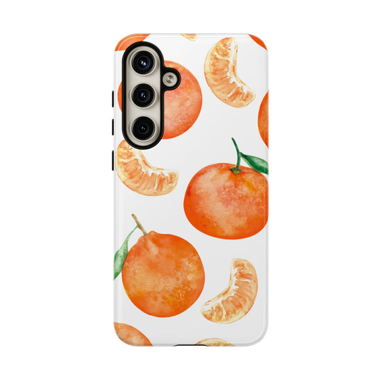 Tangerine Dreams Tough Samsung Galaxy Case – Watercolor Orange Design, Shockproof Dual Protection - BOGO Cases