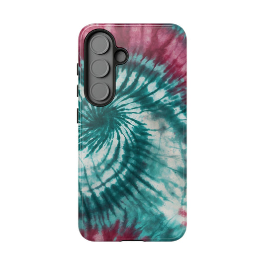 Teal and Pink Spiral Tie - Dye Samsung Galaxy Case – Boho Chic Design - BOGO Cases