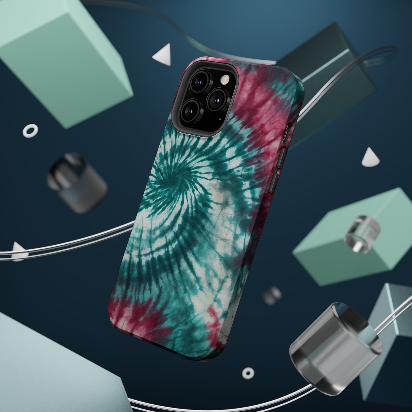 Teal and Pink Tie - Dye MagSafe Case – Stylish and Functional - BOGO Cases