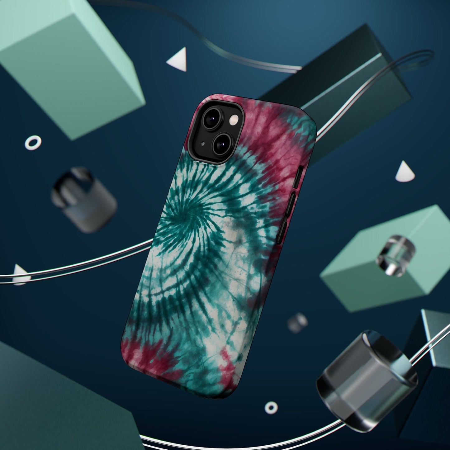 Teal and Pink Tie - Dye MagSafe Case – Stylish and Functional - BOGO Cases