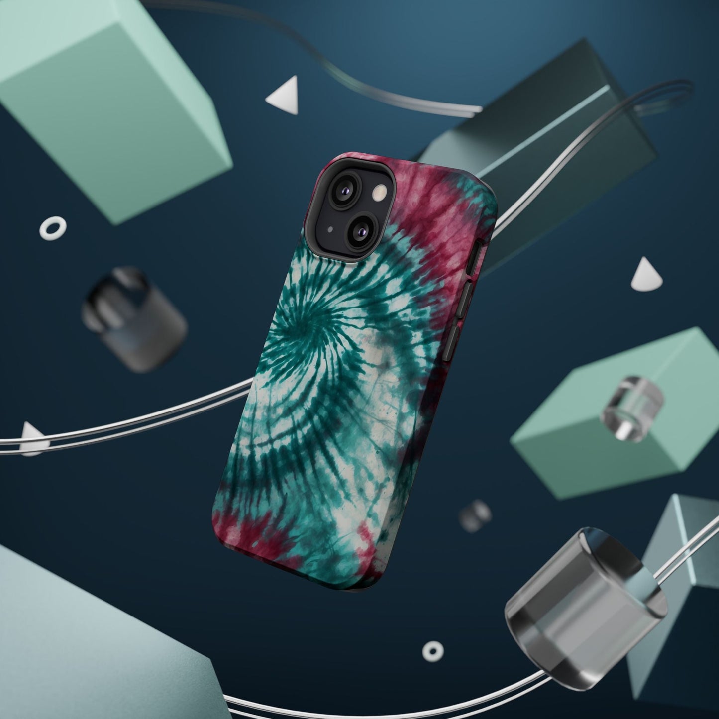 Teal and Pink Tie - Dye MagSafe Case – Stylish and Functional - BOGO Cases