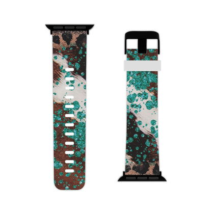 Teal Glitter Cowhide Apple Watch Band - BOGO Cases