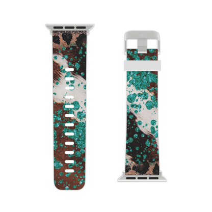 Teal Glitter Cowhide Apple Watch Band - BOGO Cases