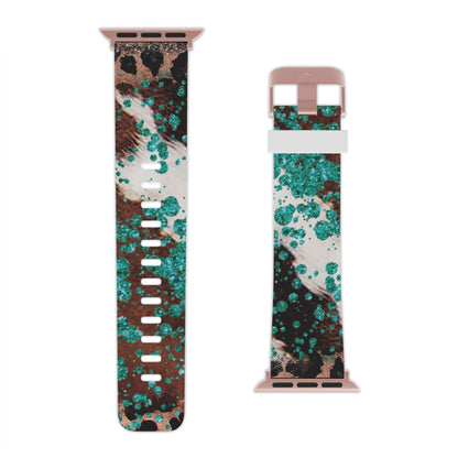 Teal Glitter Cowhide Apple Watch Band - BOGO Cases