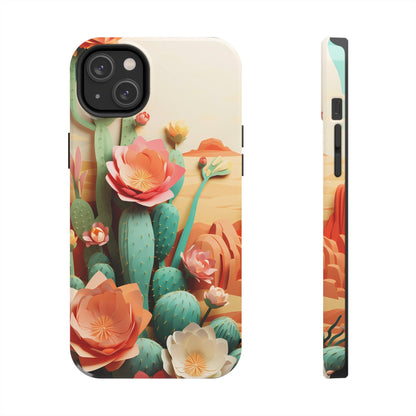 The Urban Flair Cactus Origami iPhone Case, 3D Desert, Boho Chic for iPhone 11, 12, 13, 14, Pro/Max, Perfect Gift For Cactus Lovers, Cute - BOGO Cases