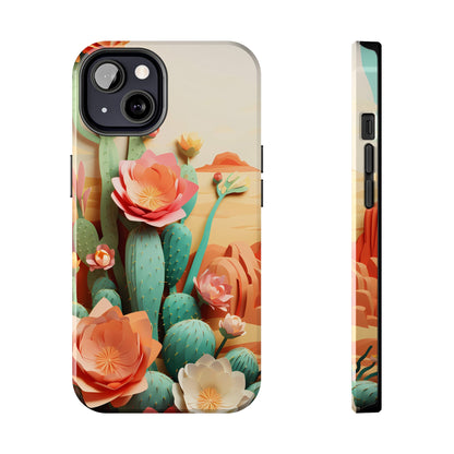 The Urban Flair Cactus Origami iPhone Case, 3D Desert, Boho Chic for iPhone 11, 12, 13, 14, Pro/Max, Perfect Gift For Cactus Lovers, Cute - BOGO Cases