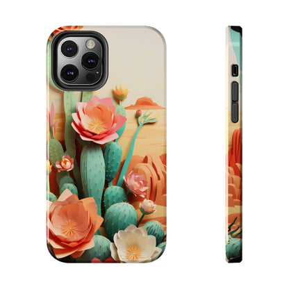 The Urban Flair Cactus Origami iPhone Case, 3D Desert, Boho Chic for iPhone 11, 12, 13, 14, Pro/Max, Perfect Gift For Cactus Lovers, Cute - BOGO Cases